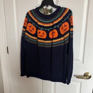 Modcloth Navy Halloween Pumpkin Sweater